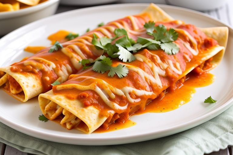 Close-up of enchiladas de pollo showing tender chicken, melted cheese, and flavorful sauce.