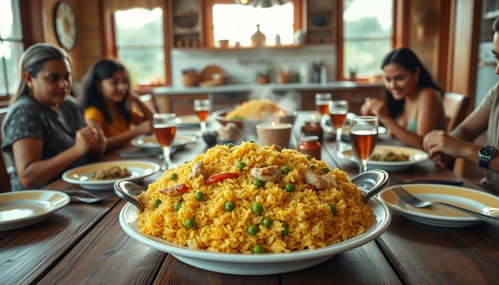 family meal arroz con pollo