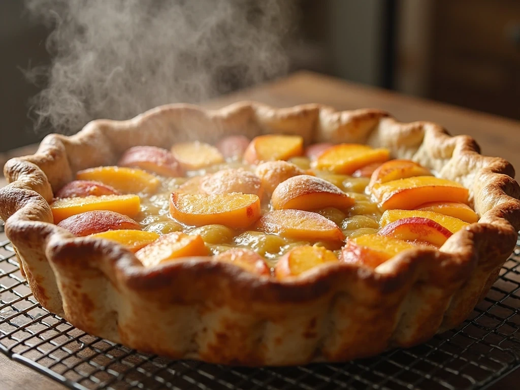 Delicious Homemade Peach Pie Fresh Out of the Oven